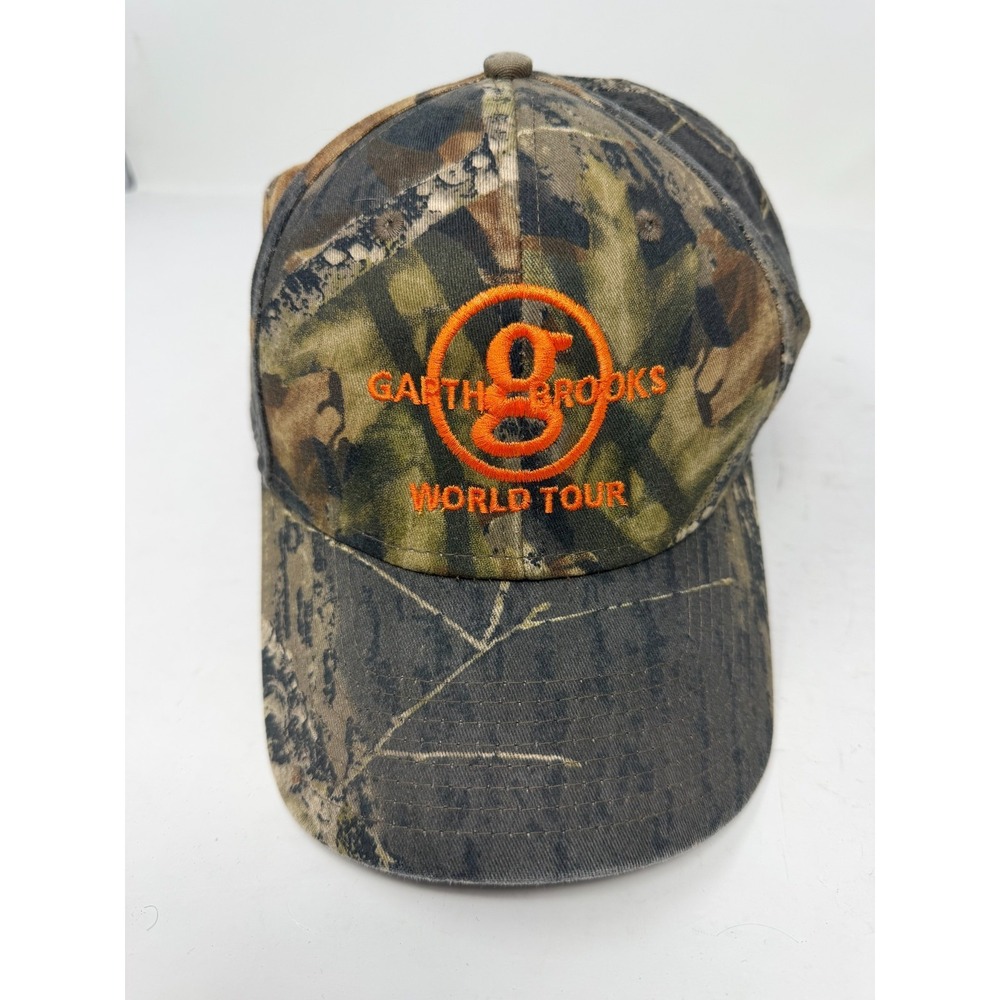 Vtg Garth Brooks World Tour Camo Hat Cap Mossy Oak Break-Up Adjustable Strap